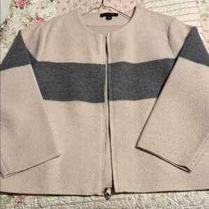 Ann Taylor Cream and Gray Cardigan